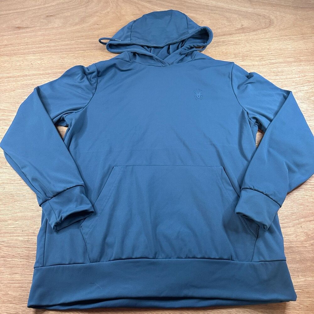Spyder Active Hoodie Pullover Blue Fleece Lined Athletic Men’s Large